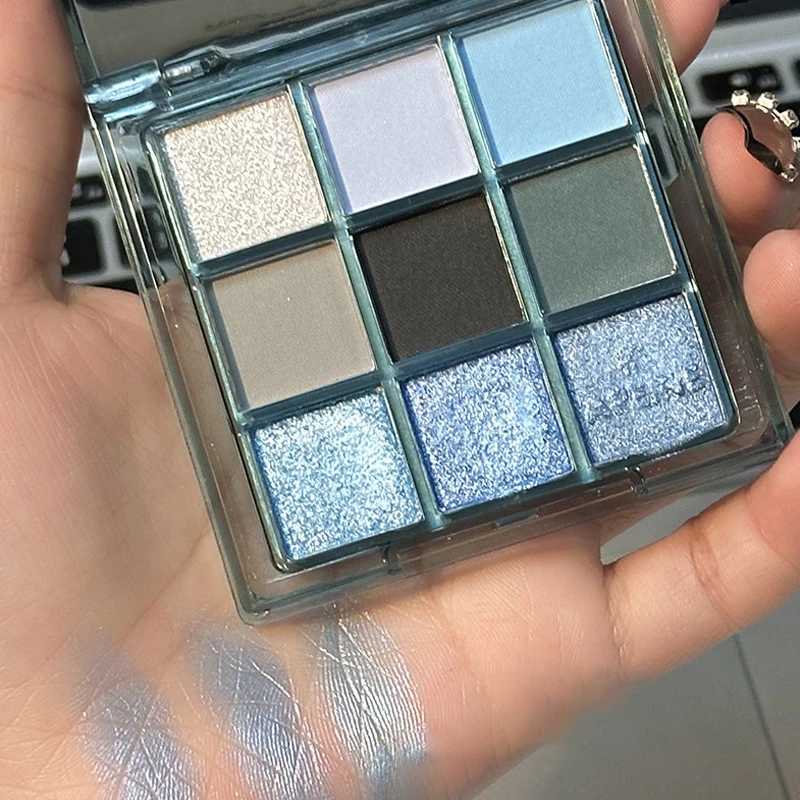 9 Colors Dark Punk Smoked Eyeshadow Palette Blue Black Pearl Matte Eye Shadow Makeup Palette Brightening Shimmer Lying Silkworm H260327