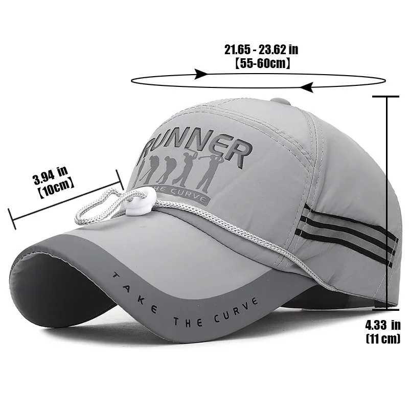 New Fashion Casual Baseball Outdoor Sport Hats Quick-Drying Fabric Reflective Strip Windproof Rope Fishing Design M260327