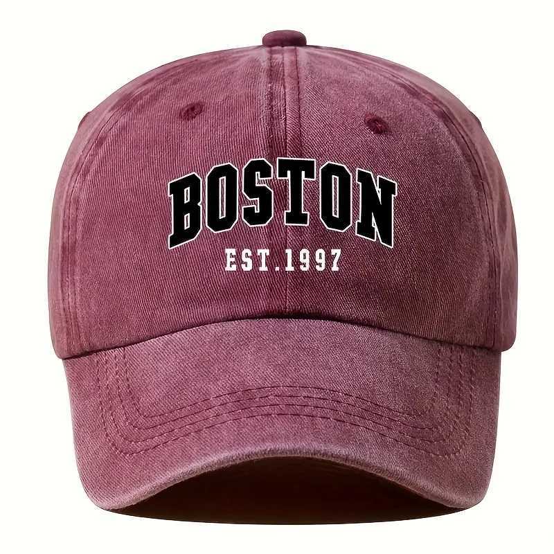 New washable retro baseball with BOSTON print unisex couple style adjustable washable baseball M260327