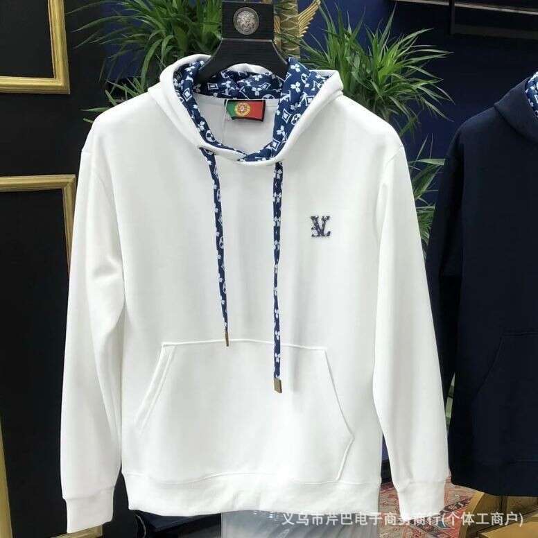 European New Men's Color Block Hooded Sweatshirt Long Sleeve Trendy Light Luxury High-End Base Versatile Fashion Top