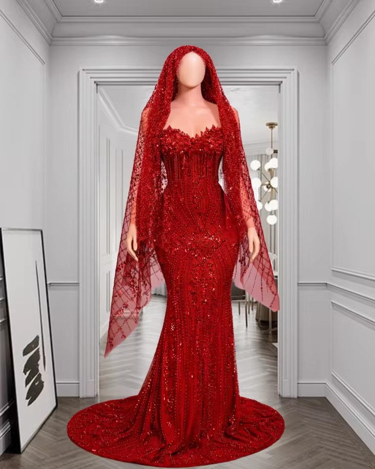 Customized Red Lace Mermaid Prom Dresses 2026 Sweetheart Neck Plus Size Foraml Evening Occasion Gowns For Black Girls