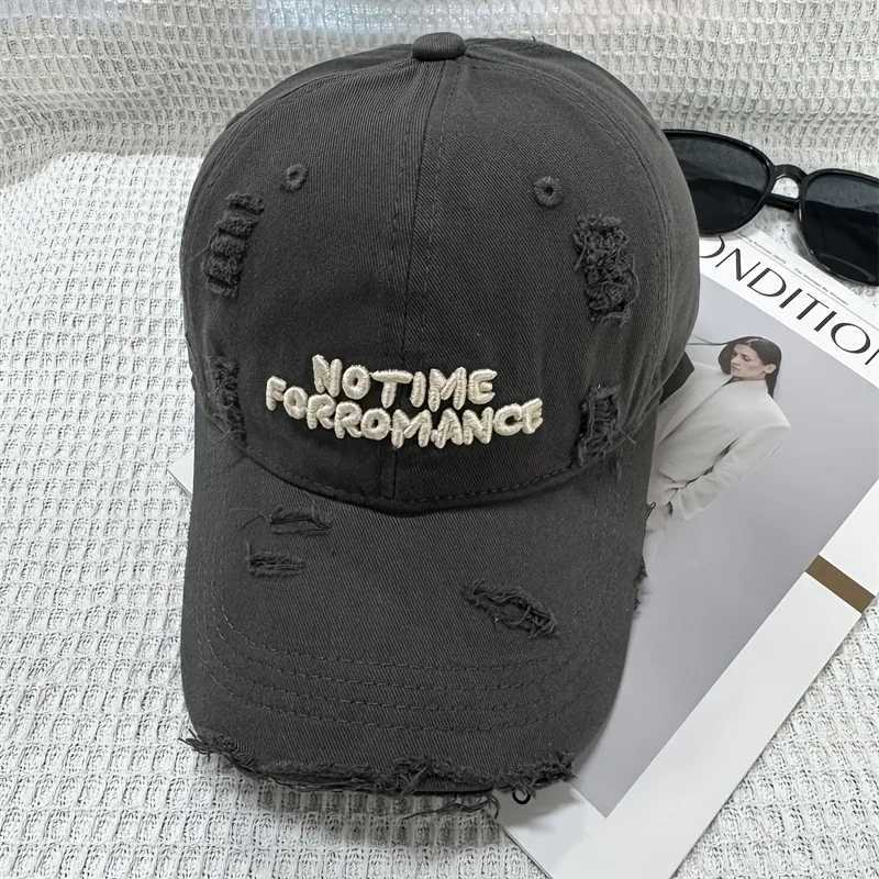 New Style Distressed Washed Baseball with Three-dimensional Embroidery A Slim Visor Hat That Makes Your Face Look Smaller M260327