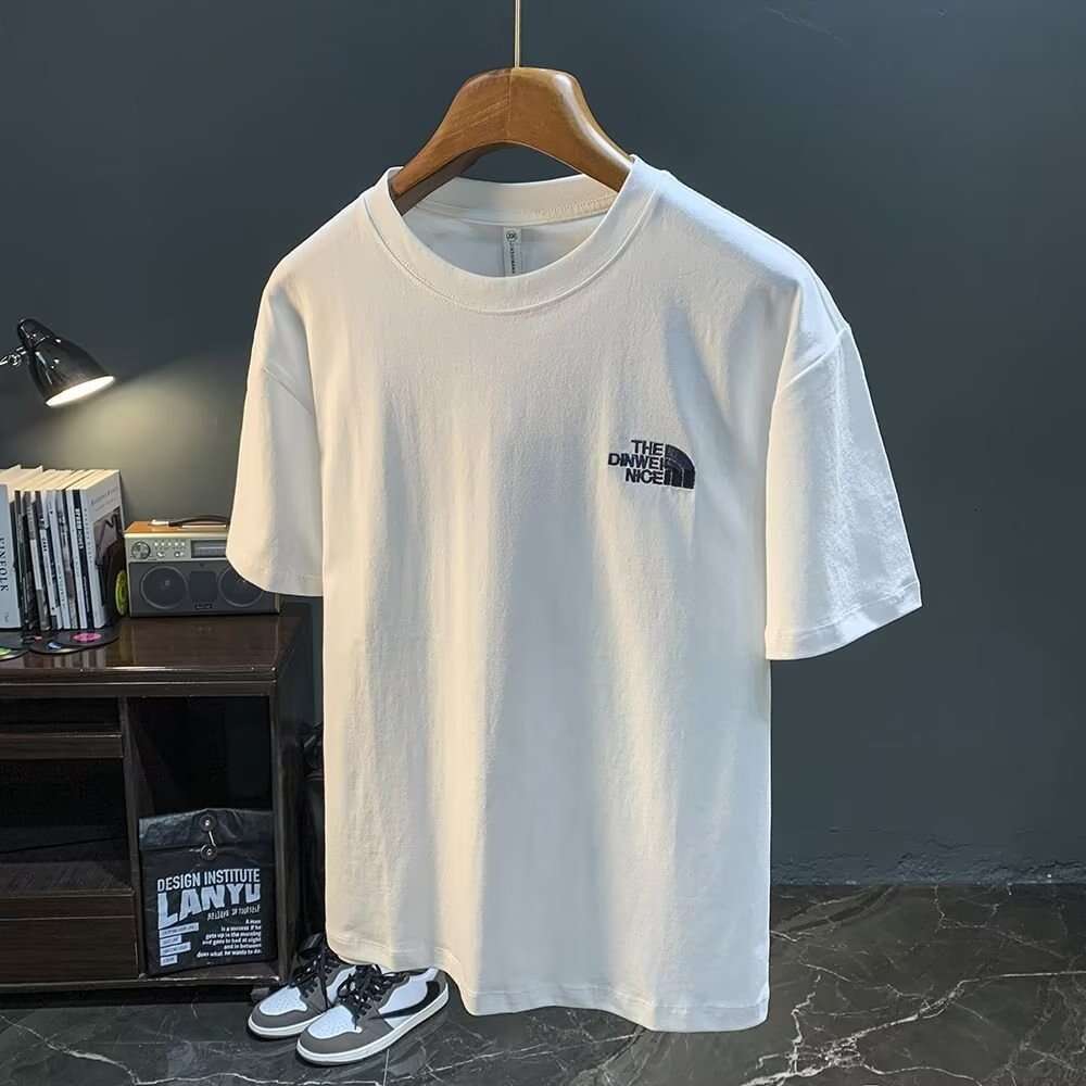 European-style light luxury high-end men's short-sleeve T-shirt, new summer printed top, trendy brand round-neck casual half-sleeve tee