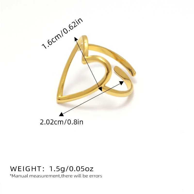 Stainless Steel Big Heart Rings Trend Adjustable Opening Rings for Women Couple Gift Punk Fashion Engagement Party Jewelry 2023 H260327