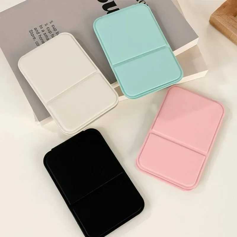 PU Leather Desktop Makeup Mirror Portable Handheld Makeup Mirrors Solid Color Foldable Pocket Desktop Stand Mirrors H260327