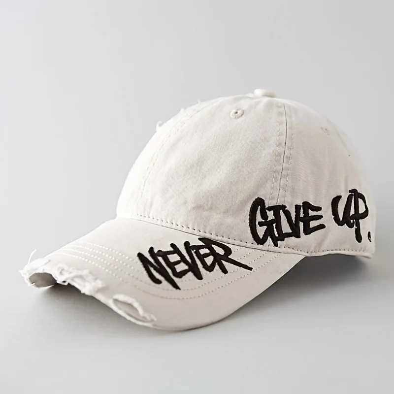 American Distressed-edge Baseball with Side Embroidery Curved Brim Lightweight Quilted Beanie M260327