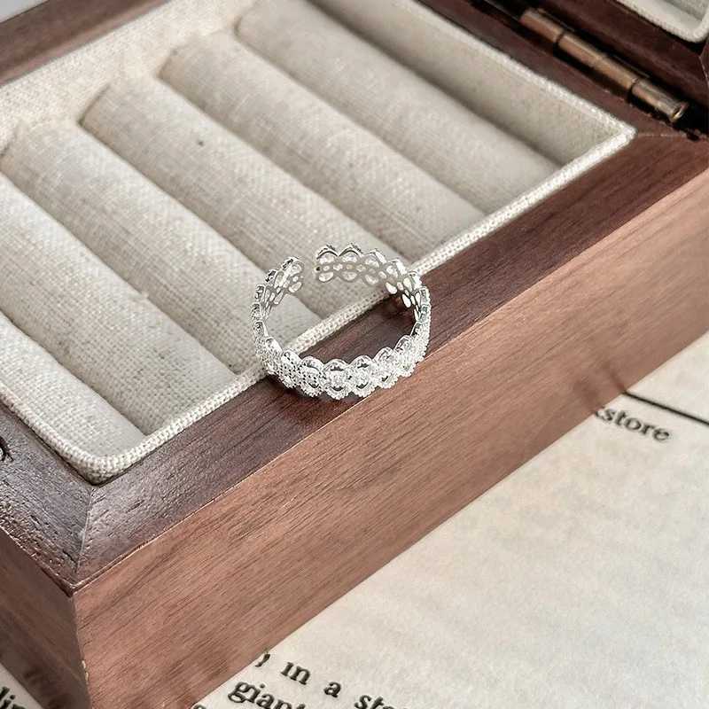 New Hollowed Out Lace Heart 925 Sterling Silver Simple Personality Opening Rings JZ262 H260327