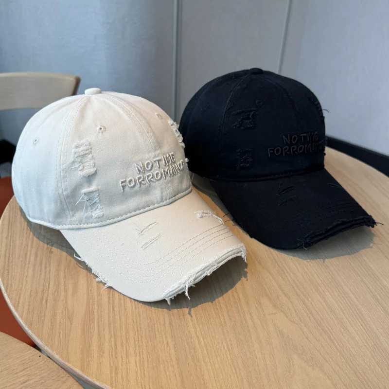 New Style Distressed Washed Baseball with Three-dimensional Embroidery A Slim Visor Hat That Makes Your Face Look Smaller M260327