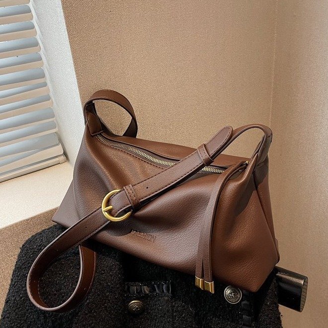 Casual Soft Leather Zipper Tote New Crossbody Adjustable Large Capacity High-end Feel Shoulder Bag for Women