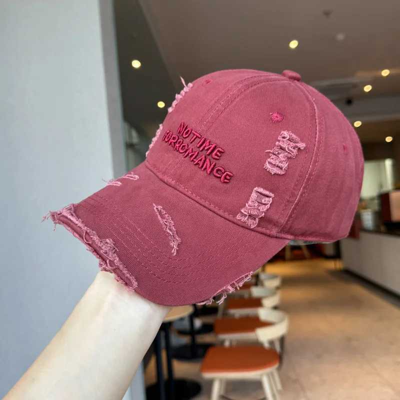 New Style Distressed Washed Baseball with Three-dimensional Embroidery A Slim Visor Hat That Makes Your Face Look Smaller M260327