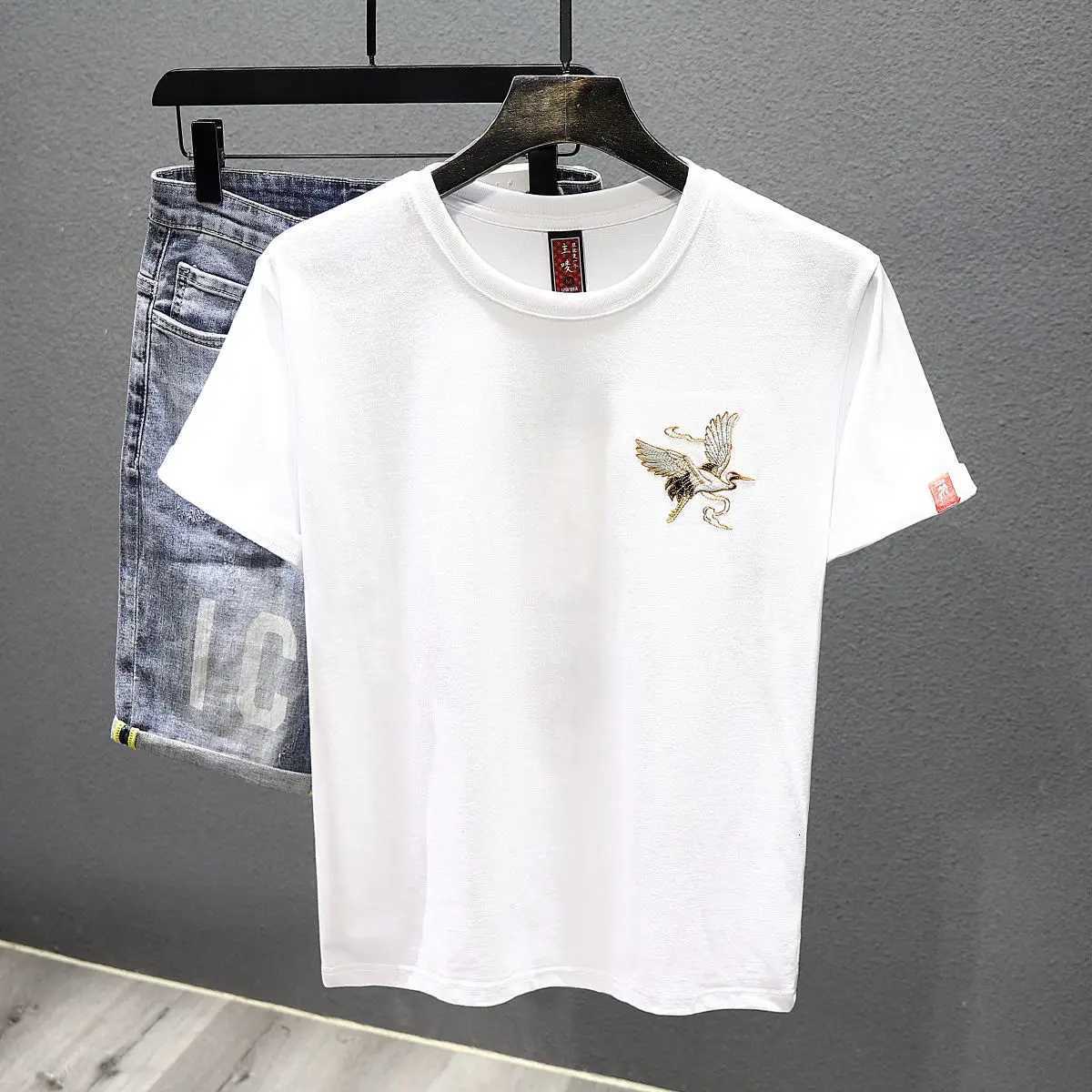 National Trend Short-sleeved T-shirt Men 2025 New Embroidered T-shirt Summer Casual Top C260326
