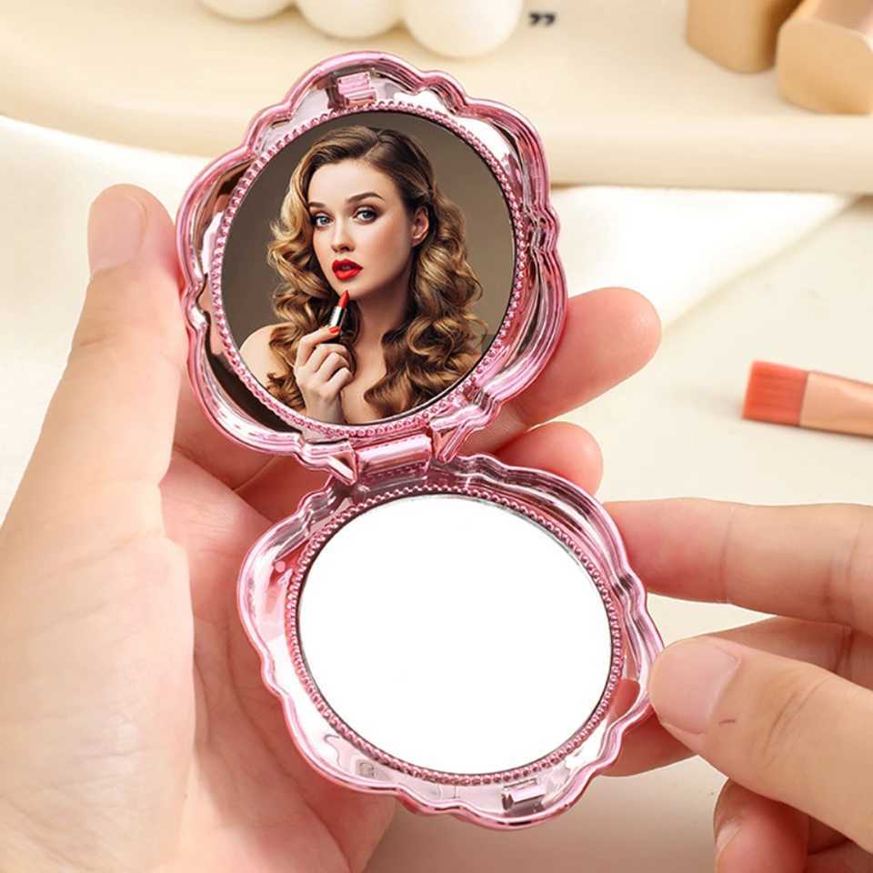 Double Sided Mirror Foldable Portable Makeup Mirror Rose Mirror Exquisite For Pocket Handbag Gift H260327