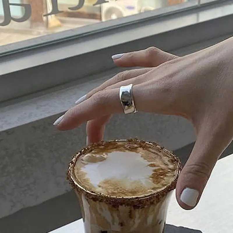 New 925 Sterling Silver Open Rings for Women Fashion Couple Handmade Smooth Wide Irregular Ring Prevent Allergy Jewelry Gifts H260327