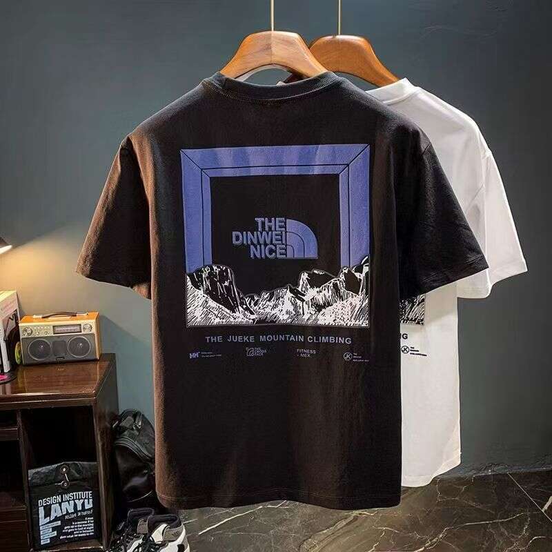 Exclusive foreign trade, new summer model pure cotton printed short-sleeve T-shirt for men, round neck, brand, fashionable, loose and trendy tee