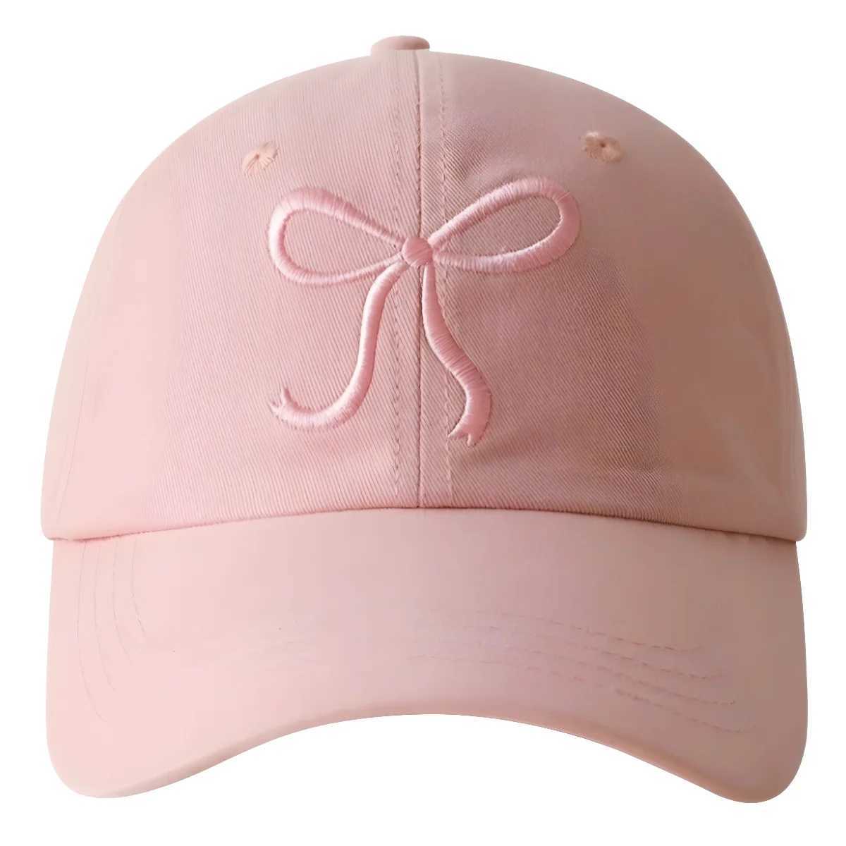 Cute Korean Ins Baseball Women Bow Design Sweet Romantic Pink Soft Top Hat Fashion Adjustable Snapback M260327