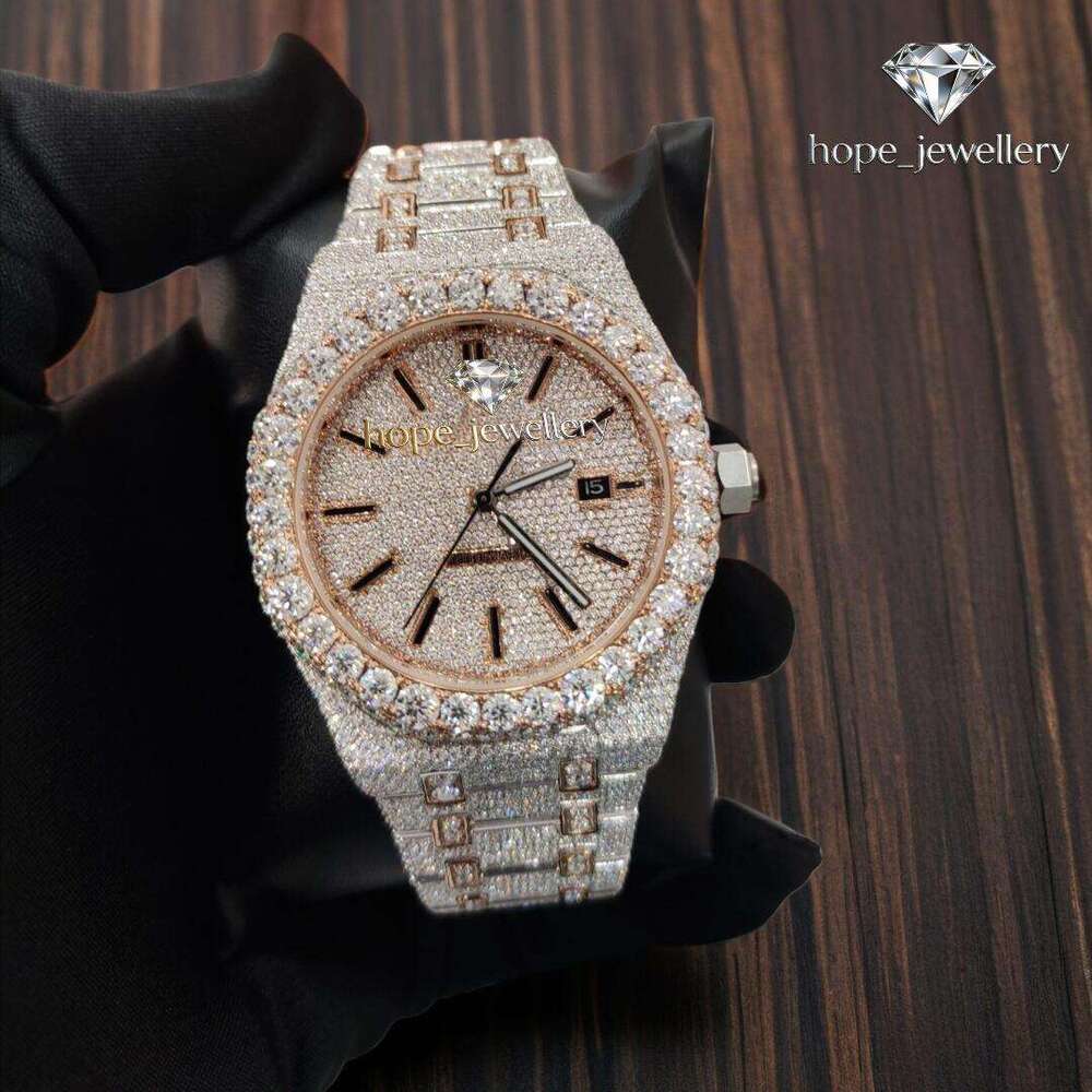 High-end VVS luxury watch Iced Out Moissanite Diamond Watch with hand-set lab-grown sapphire mirror Men's and women's watches Free logistics