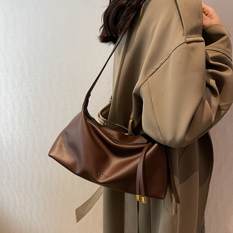Casual Soft Leather Zipper Tote New Crossbody Adjustable Large Capacity High-end Feel Shoulder Bag for Women