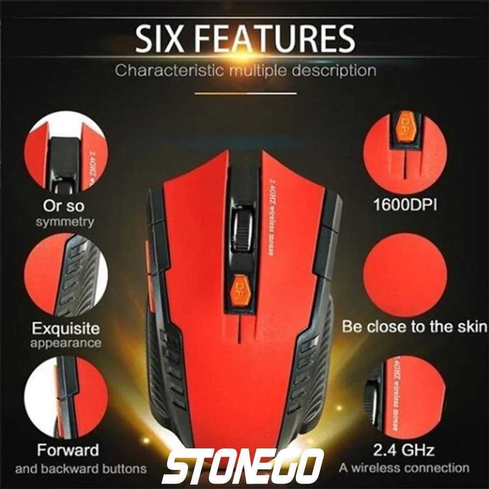 24GHz Wireless Ergonomic Gaming Mouse Ultra Slim Optical USB Receiver Laptop PC Adjustable DPI D260327
