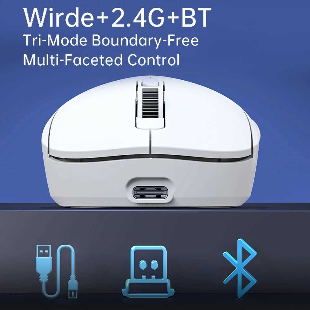 KEBIDUMEI Tri-Mode Mouse 8000DPI Gaming Mouse Bluetooth Mouse Wired/BT/24G Wireless Mouse Rechargeable Silent Mice for Laptop D260327