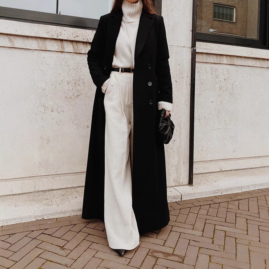 2026 Autumn/Winter Womens Casual Long Solid Color Warm Woolen Coat 241216