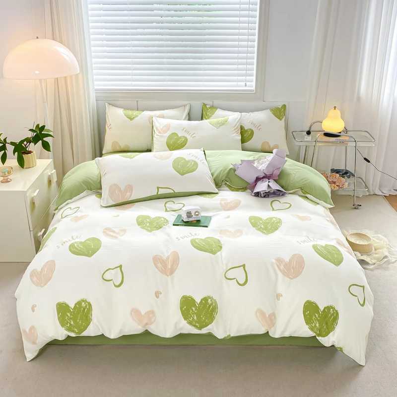 Love printing Class A washable four-piece set polished quilt cover bed sheet student dormitory four-piece set H260327