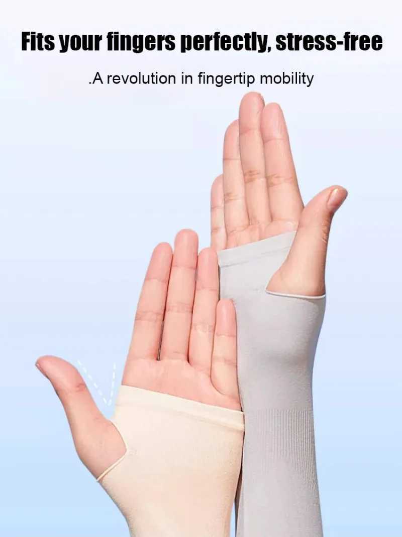 Invisible Sunscreen Seamless Ice Sleeves UPF50 Cooling Silk Fabric UV Protection Arm Covers For Outdoor Sports Driving D260326