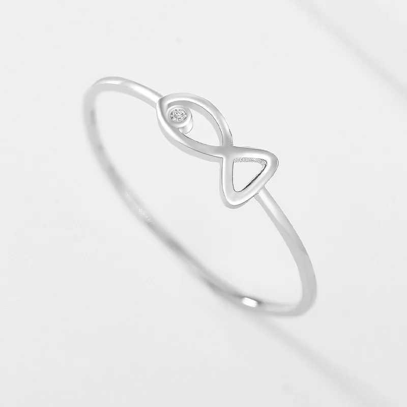 100 925 Sterling Silver Hollow Fish Rings For Women Simple Fashion Mini Crystal Stone Fine Jewelry Female Finger Accessories H260327