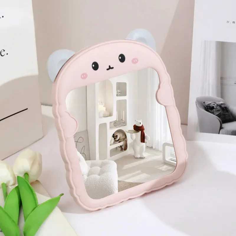 Bedroom Small Makeup Mirror - Cartoon Panda Ear Table Foldable Style Dormitory Office Use H260327
