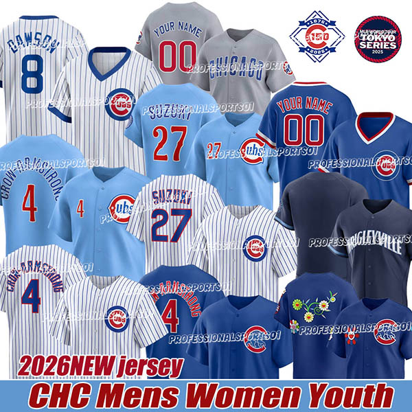 Chicagocity Cubs jersey 150th Anniversary #7 Swanson #4 Crow-Armstrong #27 Suzuki #8 Happ #18 Imanaga #30 Tucker tokyo series Baseball Jerseys 2026