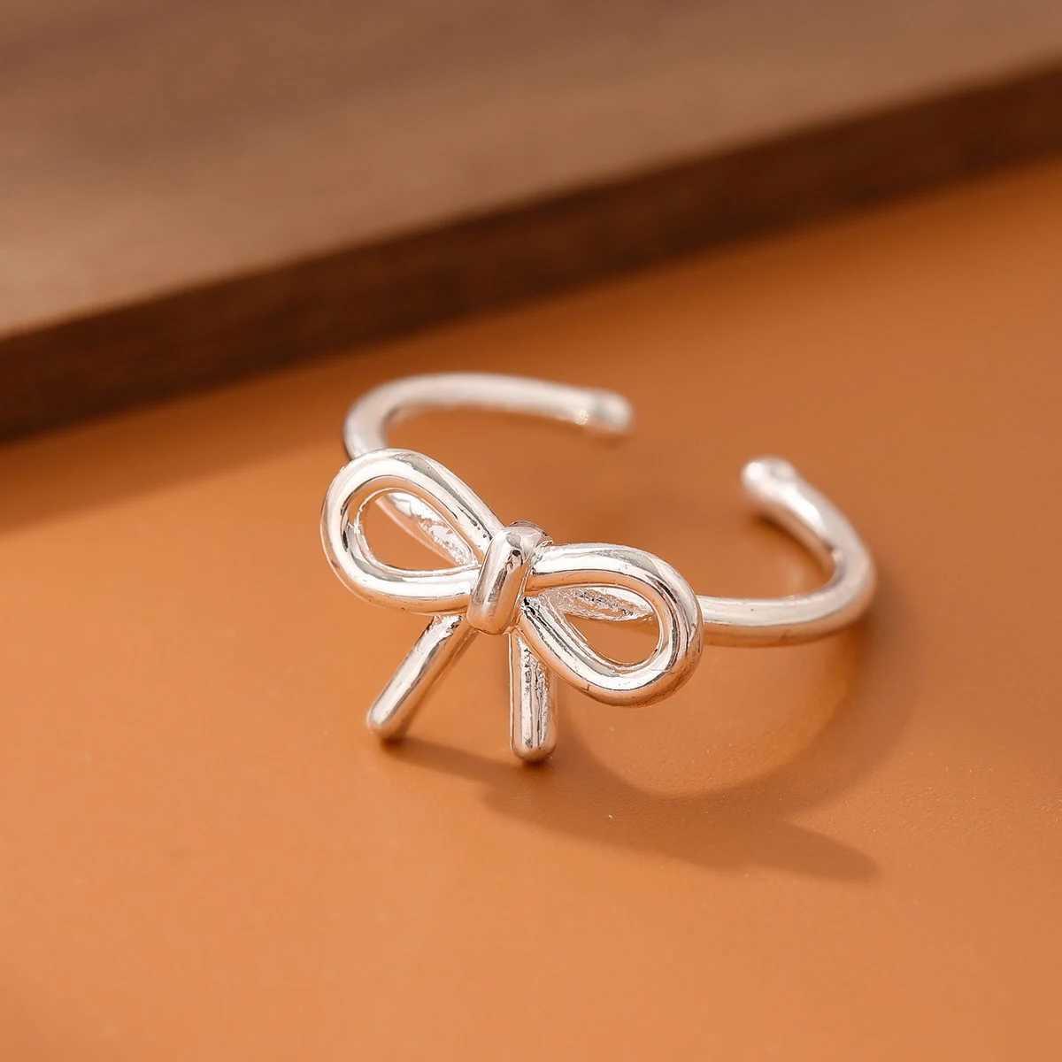 New Simple Element 925 Sterling Silver Jewelry Bow Female Wholesale Hot Popular Beautiful Opening Rings R205 H260327
