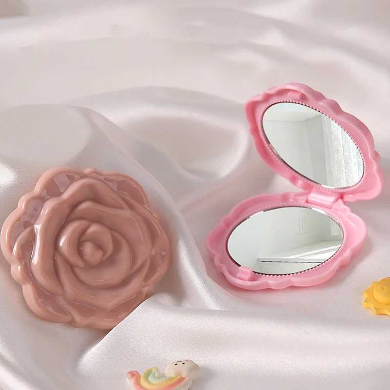 1PCS Portable Retro Rose Mini Mirror Small Pocket Makeup Mirror Double Sided Hand Mirrors Compact Cosmetic Beauty Tool H260327