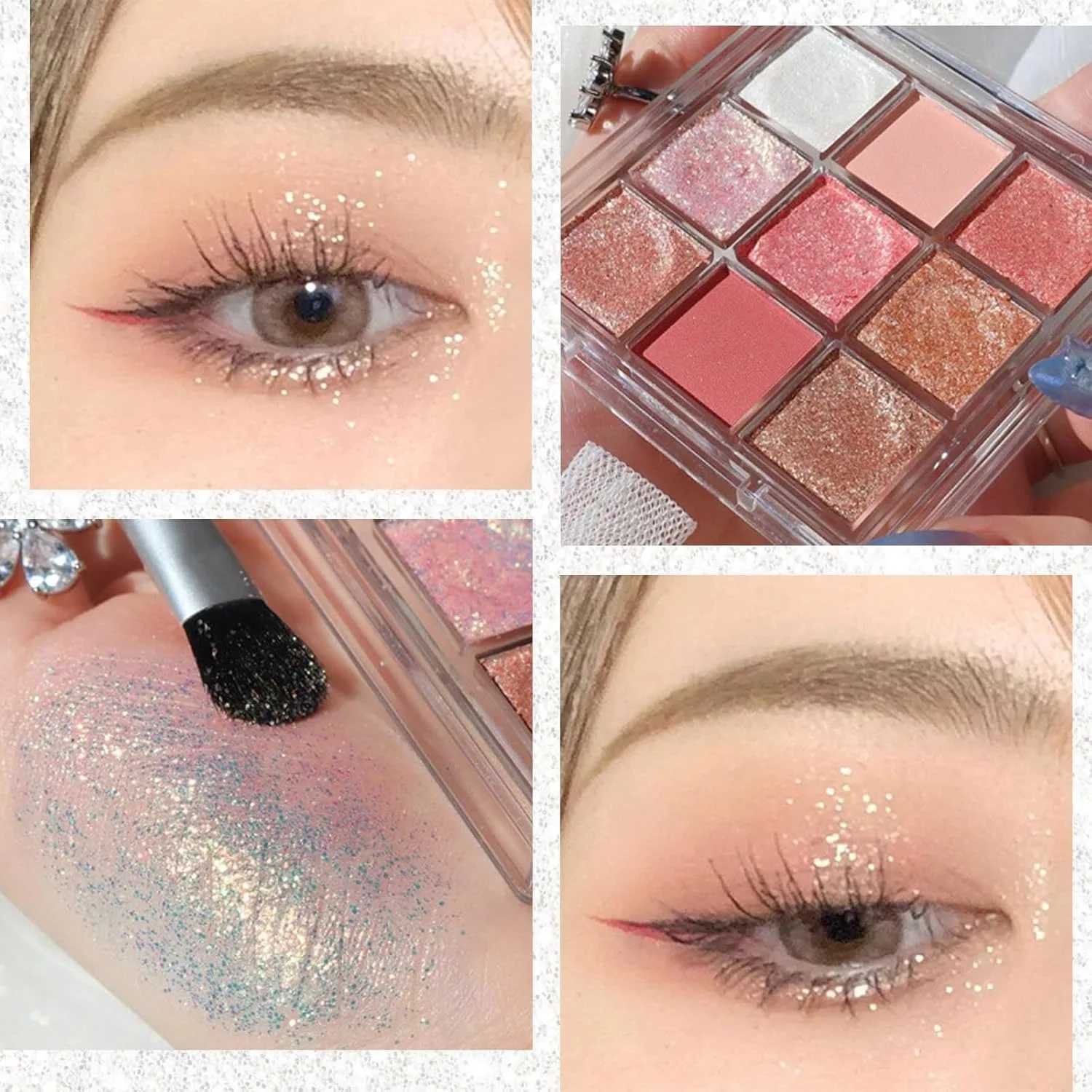 9 color Eyeshadow Palette Glitter Eye Shadow Pallets Snow Shimmer Eyeshadow Make-Up Palettes Matte Pink Shine Golden White H260327