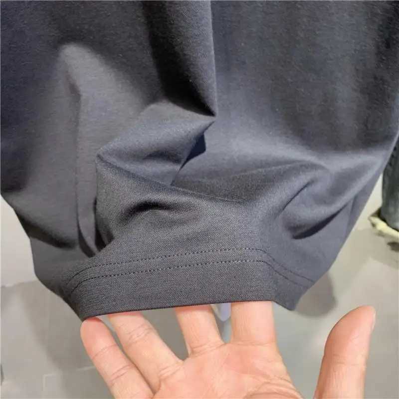 Letter Round Neck Short-sleeved T-padded Casual Mens Handsome High-end Half-sleeved Top C260326