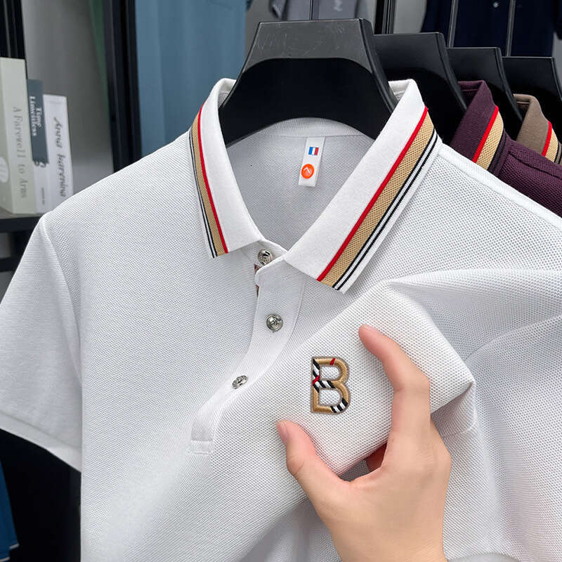 High Quality Stylish Summer Short Sleeve T Shirt Thin Middle Aged Dad's Business Casual Ice Silk Pullover Polo Shirt - view 3