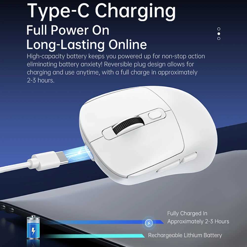 KEBIDUMEI Tri-Mode Mouse 8000DPI Gaming Mouse Bluetooth Mouse Wired/BT/24G Wireless Mouse Rechargeable Silent Mice for Laptop D260327