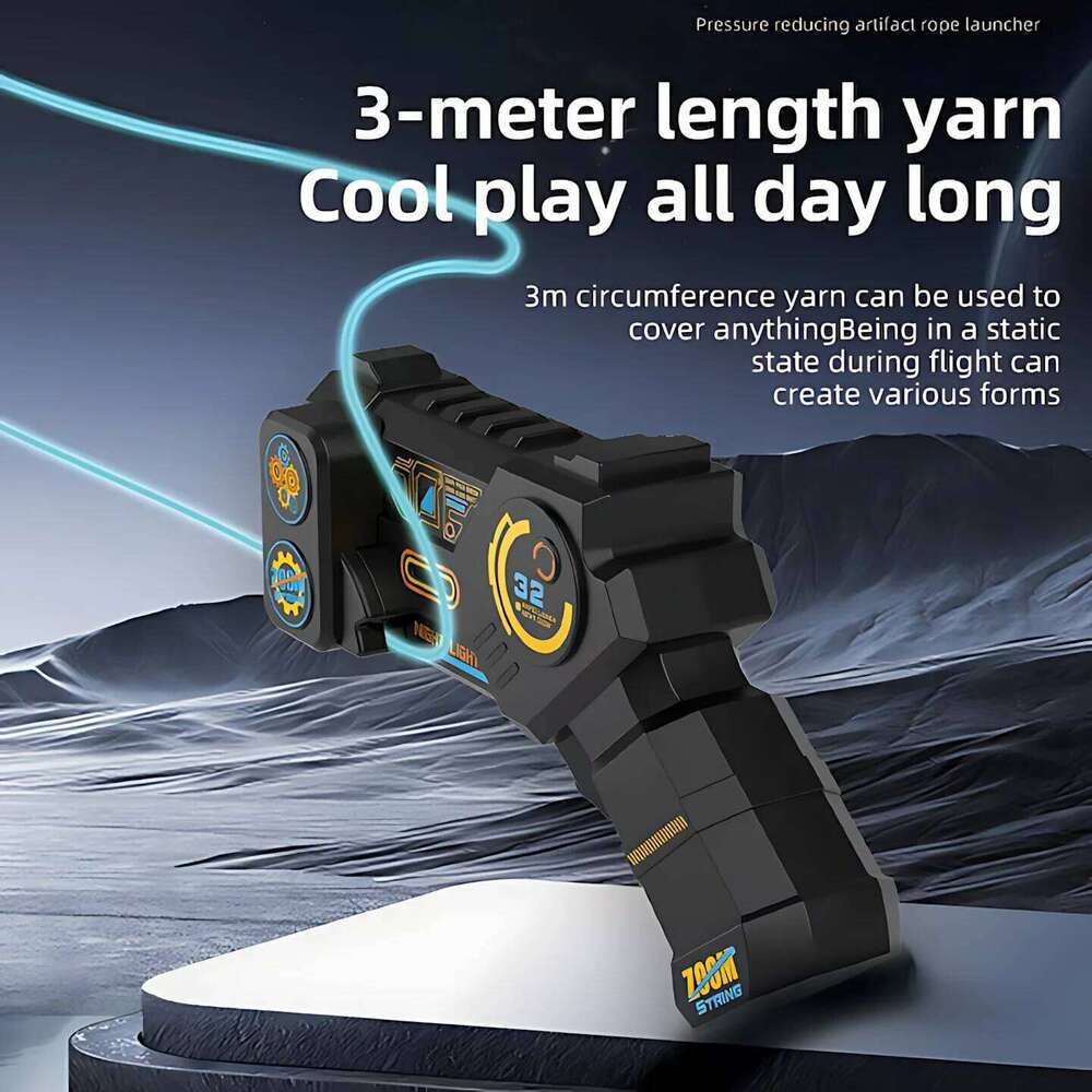 Glow in the Dark String Rope Launcher Toy, Handheld Luminous Fidget Stress Relief Gun for Kids Adults Party Play One-Click Gift