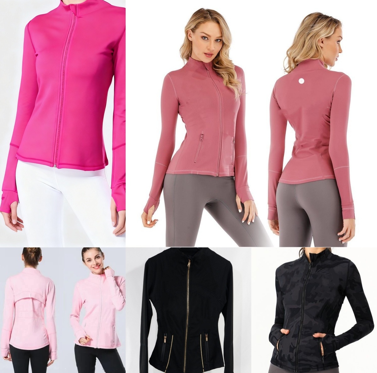 UU-L5482 Women Fashion Quick Drying Golden Zipper Ladies Yoga Jacket Sports Jacket Fitness Outdoor Long Sleeve Slim Coat