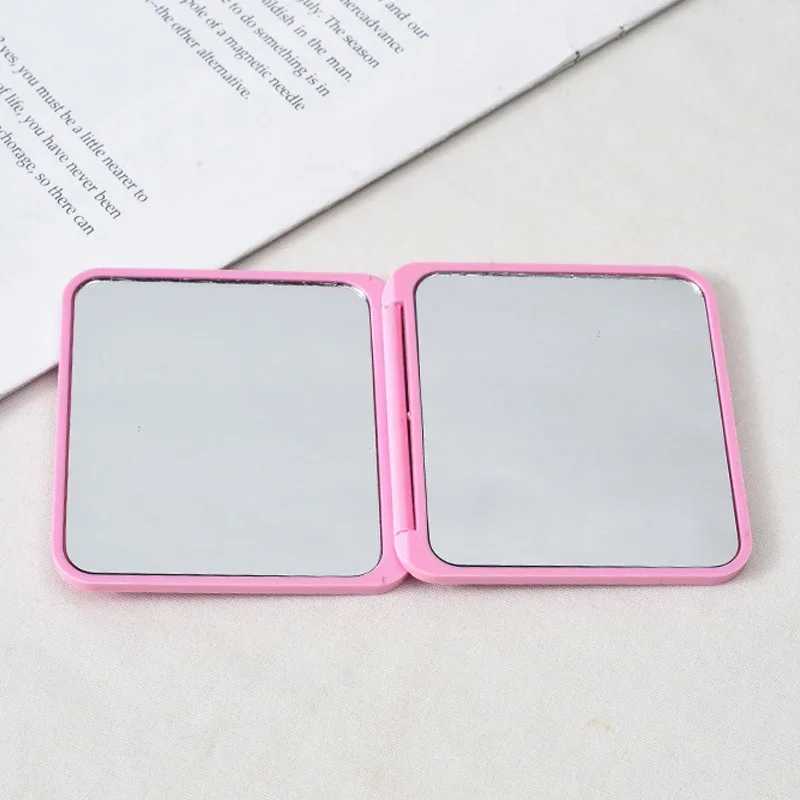 2-Face Makeup Mirror Square Portable Cute GirlS Gift Hand Mini Mirror Pocket Double-Sided Makeup Mirror Compact Multiple Colors H260327