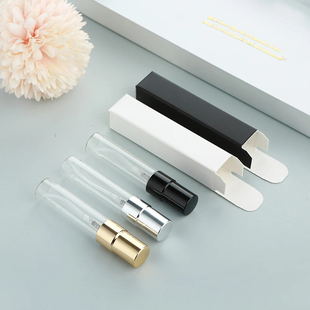 20/30 PCS/lot 5ml transparent glass perfume spray bottles with aluminum nozzles for dispensing Washable refillable with boxes 260318