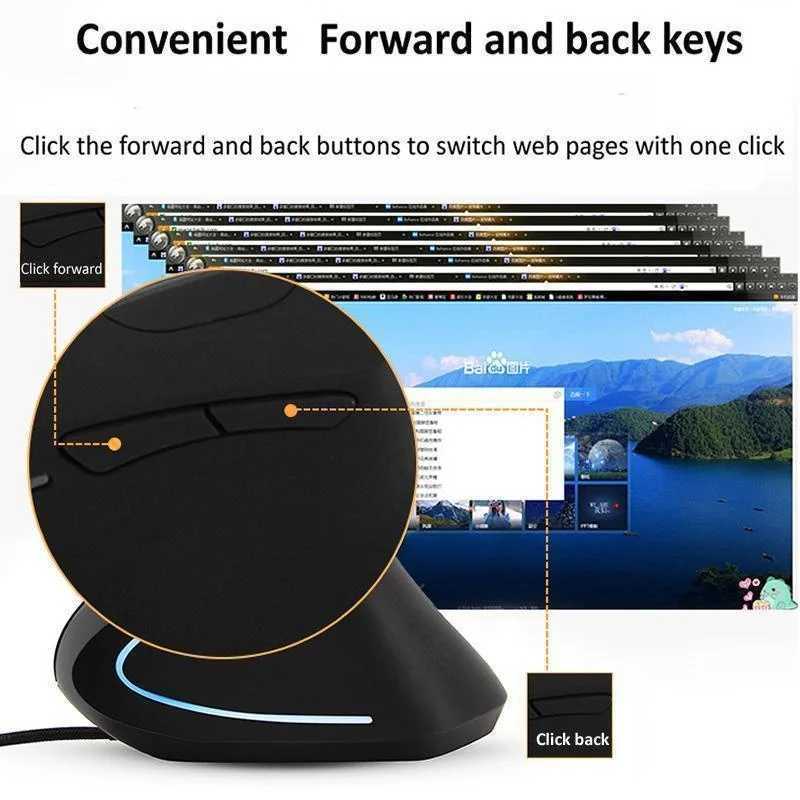 Wired Right Hand Vertical RGB Mouse Ergonomic Gaming Mouse 3200DPI USB Optical Wrist Healthy Mause for PC Computer D260327