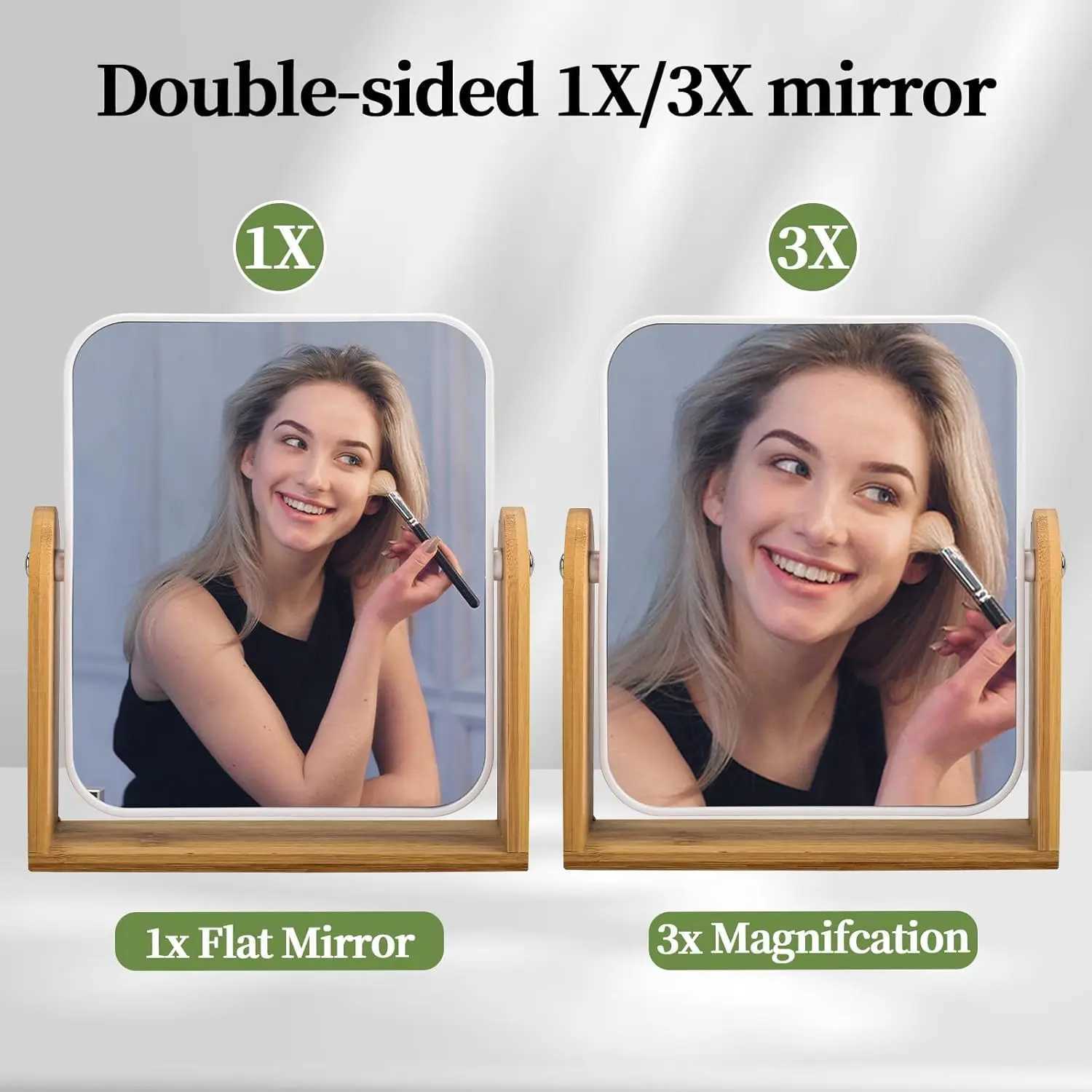 Travel Makeup Mirror with Stand 1X/3X Magnifying Double Sided 8 Inch Portable Table Desk Countertop Bathroom Shaving Mirror H260327