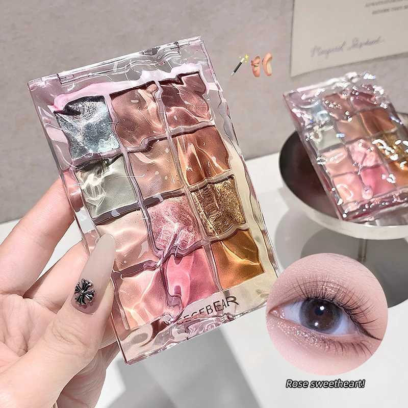 Gege bear water wave eye shadow plate 12 color eye shadow natural fine flash matte eye shadow plate H260327