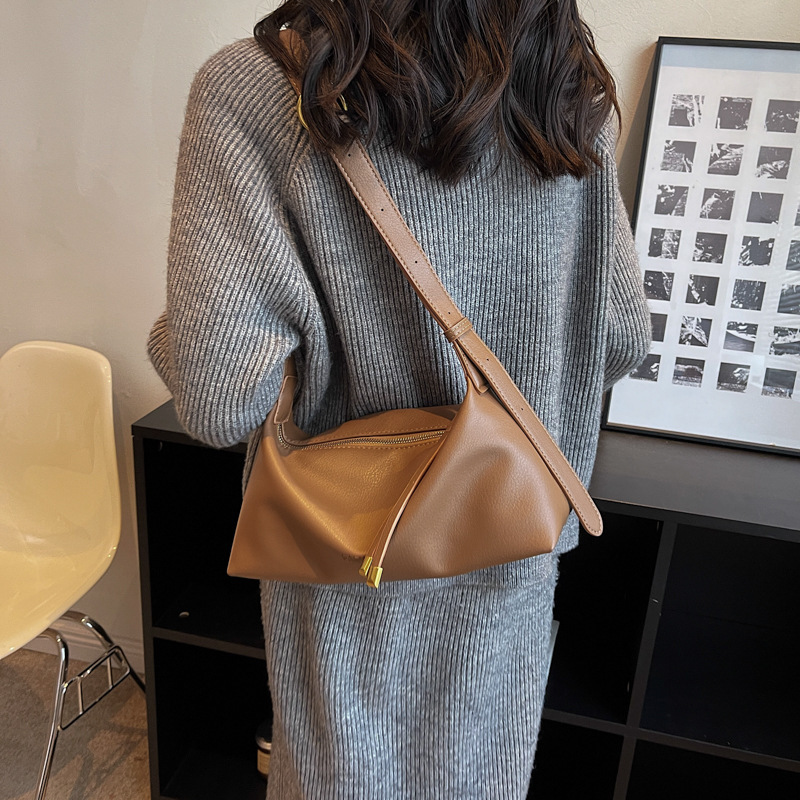 Casual Soft Leather Zipper Tote New Crossbody Adjustable Large Capacity High-end Feel Shoulder Bag for Women