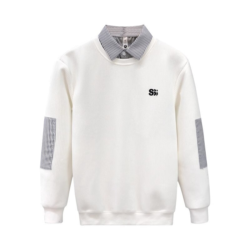 Luxury Brand Designer High-end faux two-piece sweatshirt for men trendy brand autumn top 2026 spring new men versatile shirt with a collar base shirt