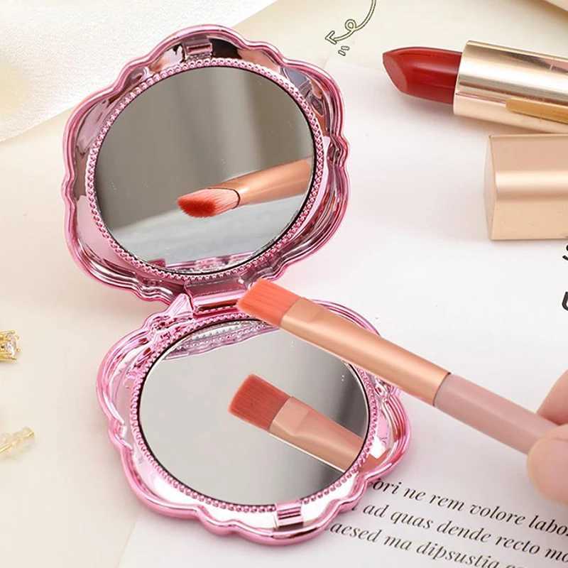 1PCS Portable Retro Rose Mini Mirror Small Pocket Makeup Mirror Double Sided Hand Mirrors Compact Cosmetic Beauty Tool H260327