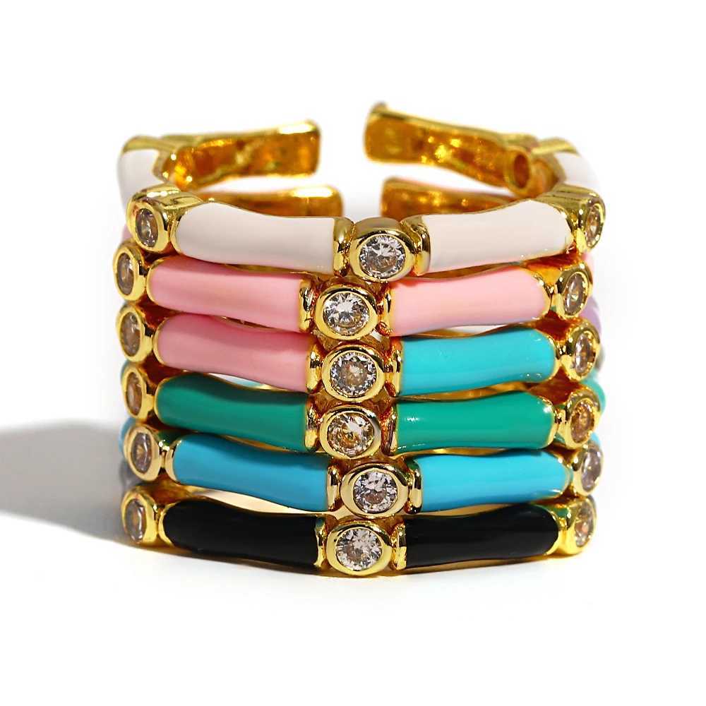 Flashbuy 2025 Bohemia Elegant Oil Drop Enamel Open Rings for Women Statement Ring Fashion Jewelry Gift H260327