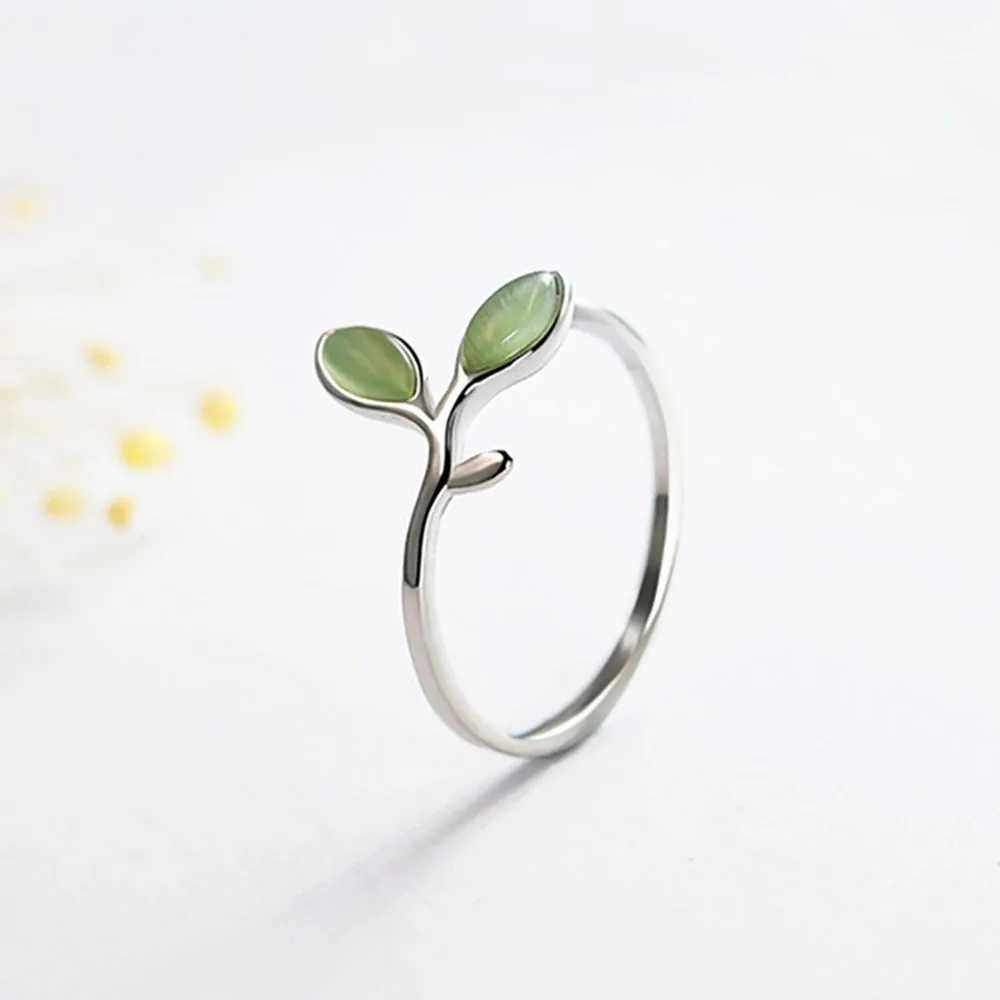 925 Sterling Silver Foliage Adjustable Rings For Women Girls Wedding Ring Luxury Jewelry Accessories H260327