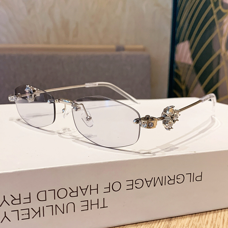 Luxury Brand Designer Sunglasses Jennie Same Style Jewelry Series Diamond Rimless Glasses Frame Polygonal Giltzi Fashion Light Luxury Customizable Tre