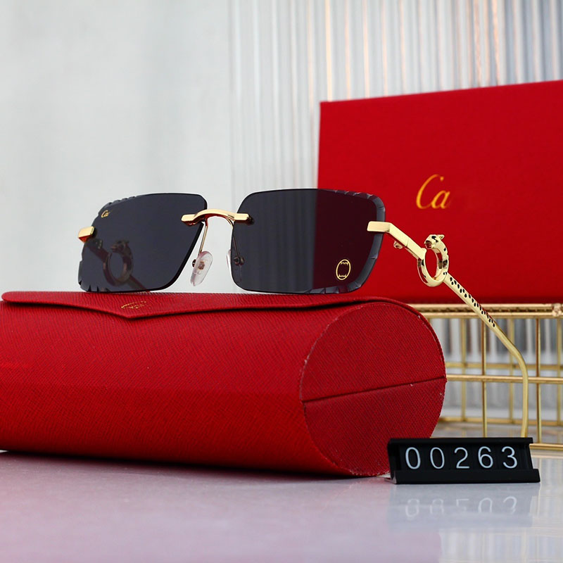 luxury sunglasses designer for Women Rimless square metal casual thin mirror legs frame Fine flat lenses Beach Glasses Retro Frame