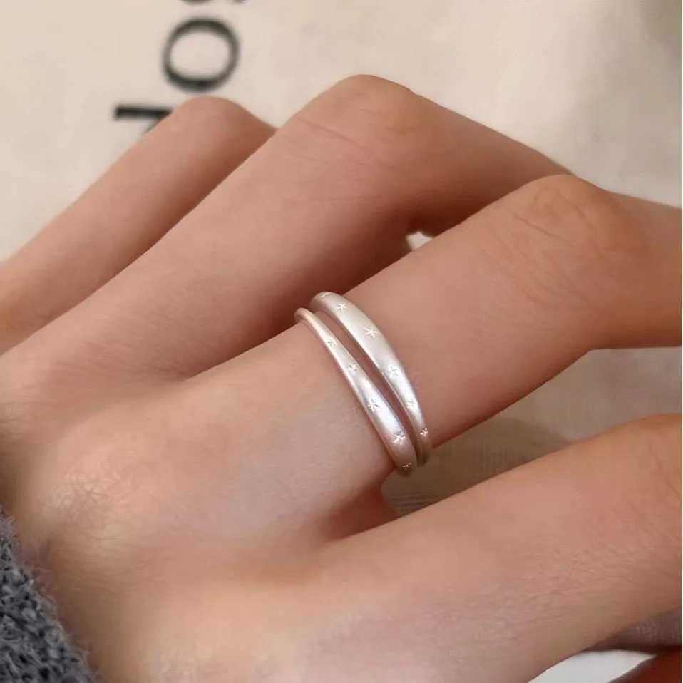 925 Sterling Silver Rings for Women Couple Minimalist Narrow Sparckling Star Jewelry Birthday Gift Prevent Allergy H260327